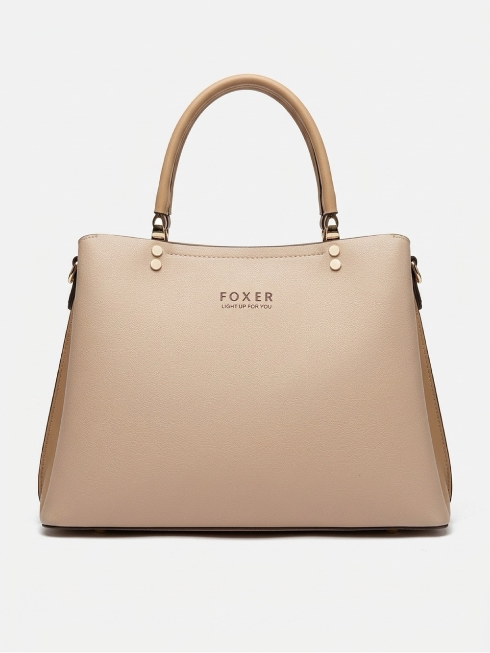Fox Beige Structured Satchel with Top Handles